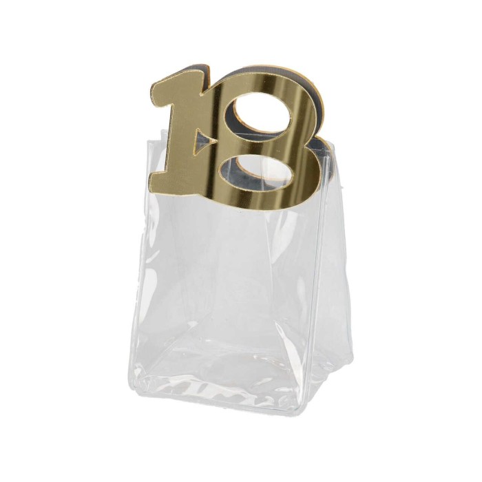 BORSETTA PVC CON PLEX 18ANNI 6X5X8H ORO